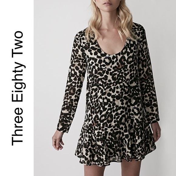 Three Eighty Two Dresses & Skirts - 3/$12 Jacaro Leopard Ruffle Drop-Waist Dress XS